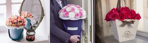Tendenza floristica alla moda: fiori fai-da-te in una scatola