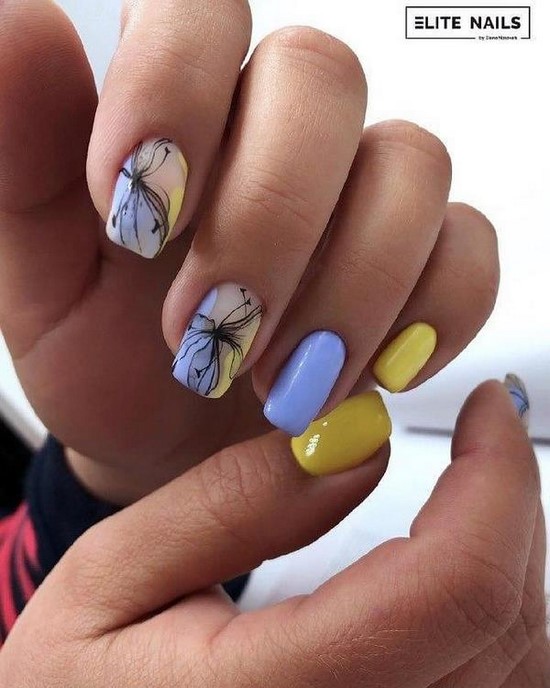 Vacker manikyr på fyrkantiga naglar - idéer för fotodesign, modetrender