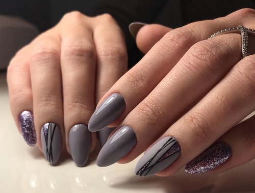 Fashionable gray manicure - new photos, nail design in gray