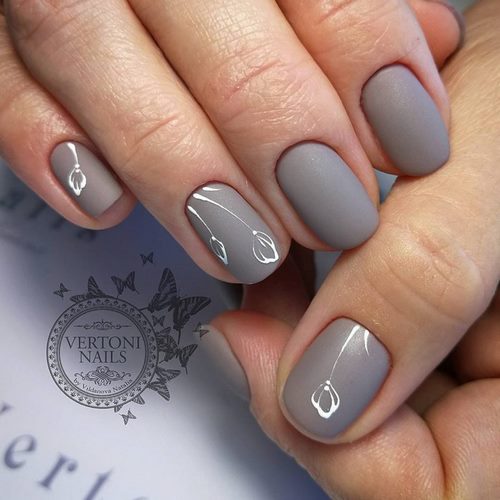 Моден сив маникюр - нови снимки, дизайн на нокти в сиво