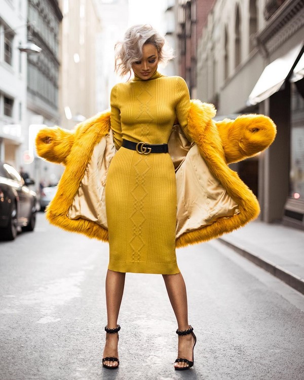 Váy dệt kim đẹp mùa thu đông: nơ thời trang trong ảnh