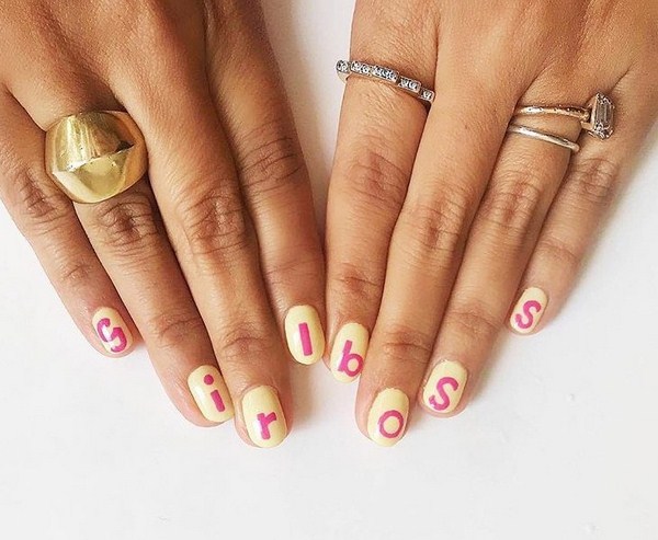 Stunning manicure with inscriptions: words on nails - photo ideas