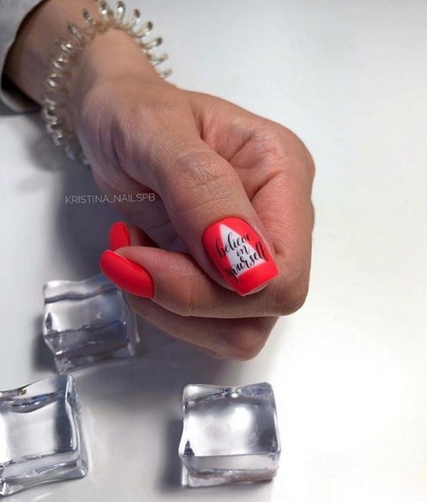 Stunning manicure with inscriptions: words on nails - photo ideas