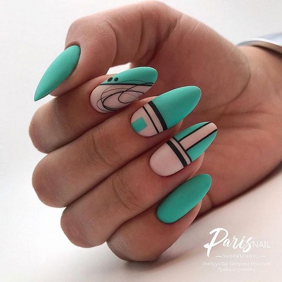 Nieuwe turquoise nail art-oplossingen - de beste ontwerpfoto's
